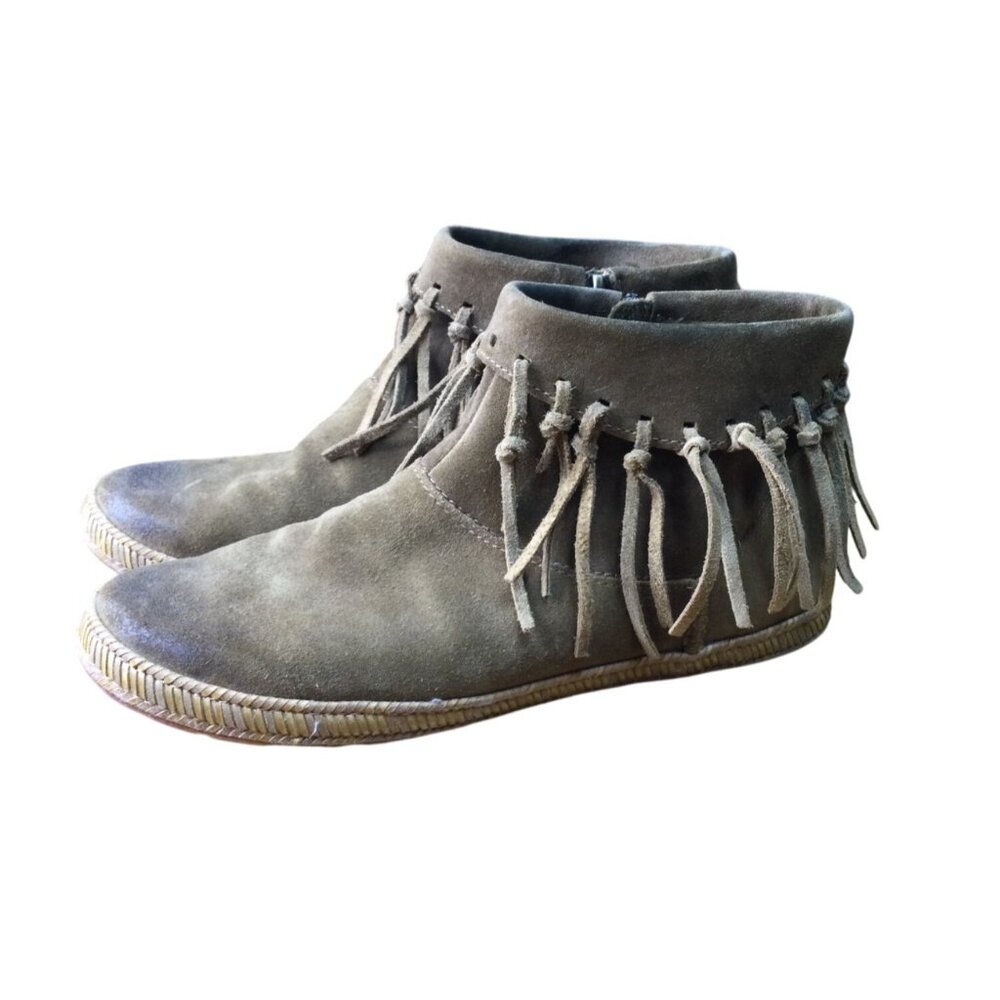 Ugg Australia Brown Suede Fringe Ankle Boots Moccasins Womens Size 7